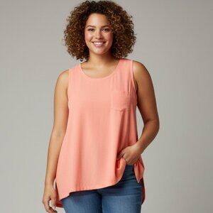 Sheer Peach Sleeveless Round Neck Top Peach Size 1X Joe Fresh